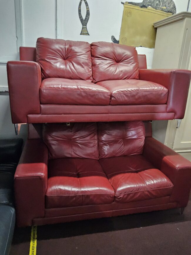 Two Seater leather sofa x 2 - Image 2