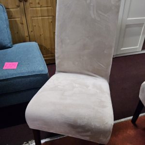 beige, high-back velvet dining chair covers - brown leather style (062692)