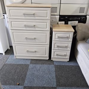 chest of drawers and one bedside